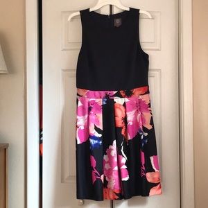 Vince Camuto Fit-and-Flare navy/floral dress
